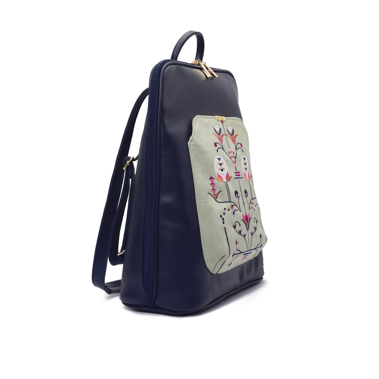 Laptop Navy with Mint green embroideries fabric Backpack/Cross - Code 2011