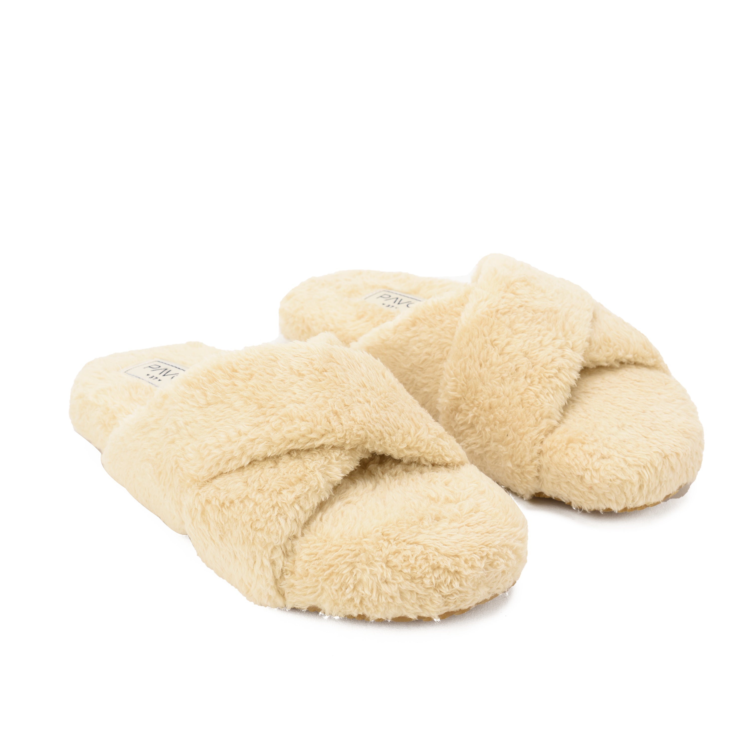 Slipper Fur Cross Beige pavoegypt