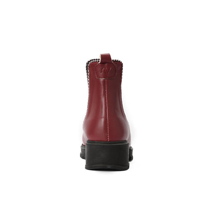 Burgundy Studs Flake Boots