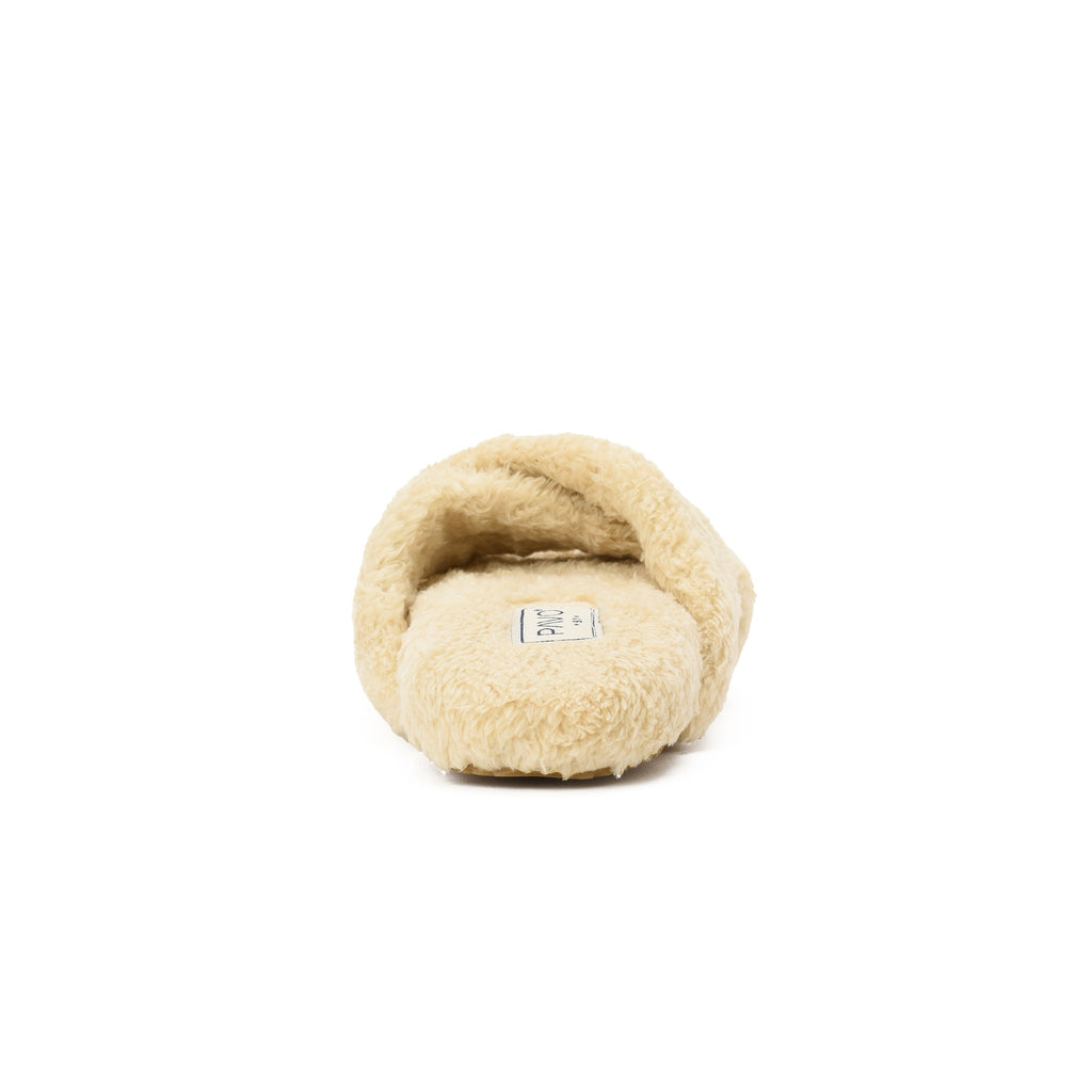 Slipper Fur Cross Beige pavoegypt