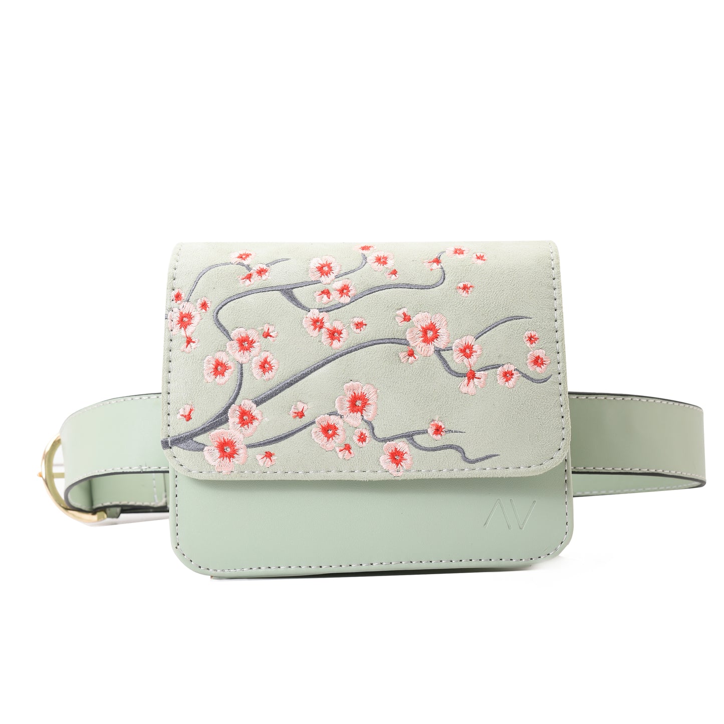 Cherry Blossom Mint Cross/waist Bag - - Code 704