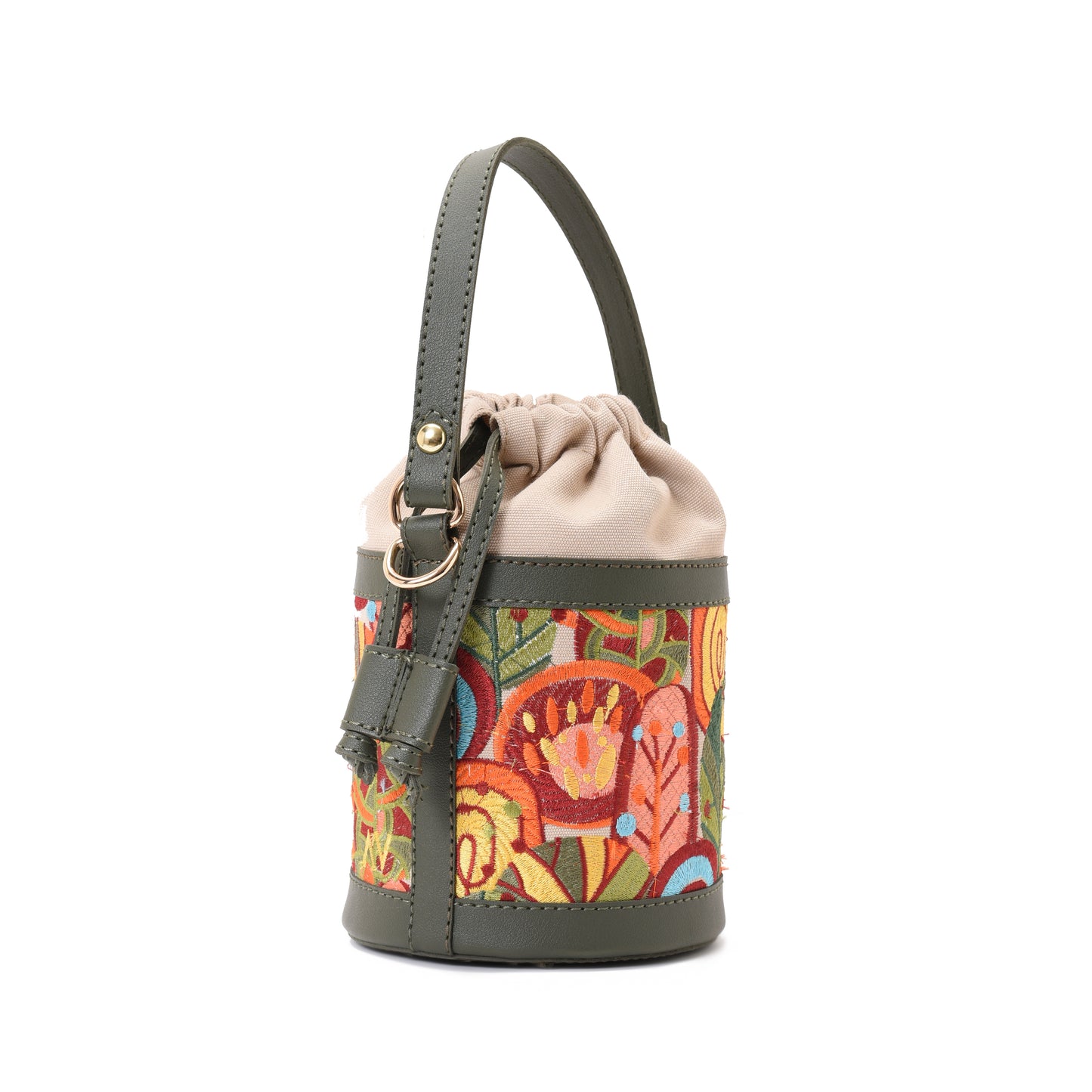 Retro Bucket Fall Handbag with Green belt -Code 914
