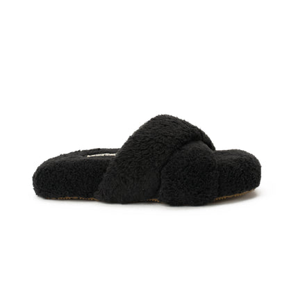 Slipper Fur Cross Black