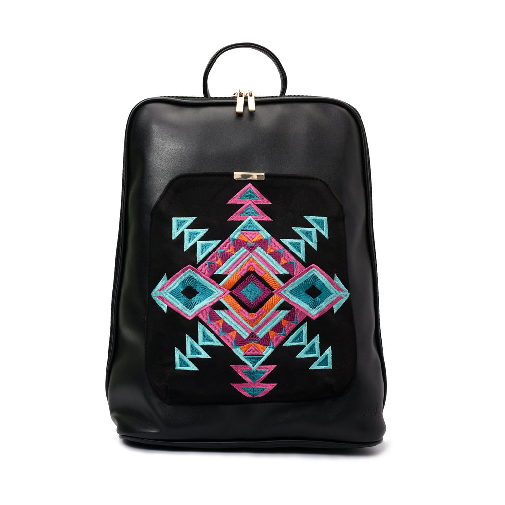 Laptop Black with Black embroideries fabric Backpack/Cross pavoegypt