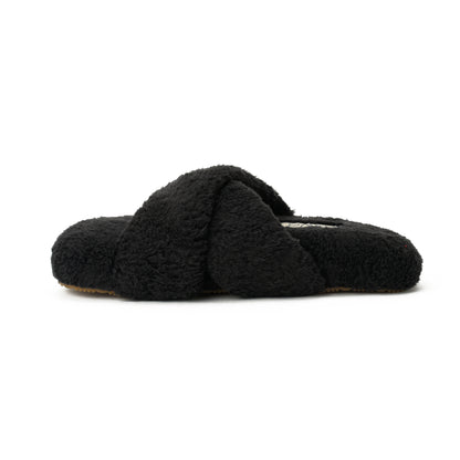 Slipper Fur Cross Black