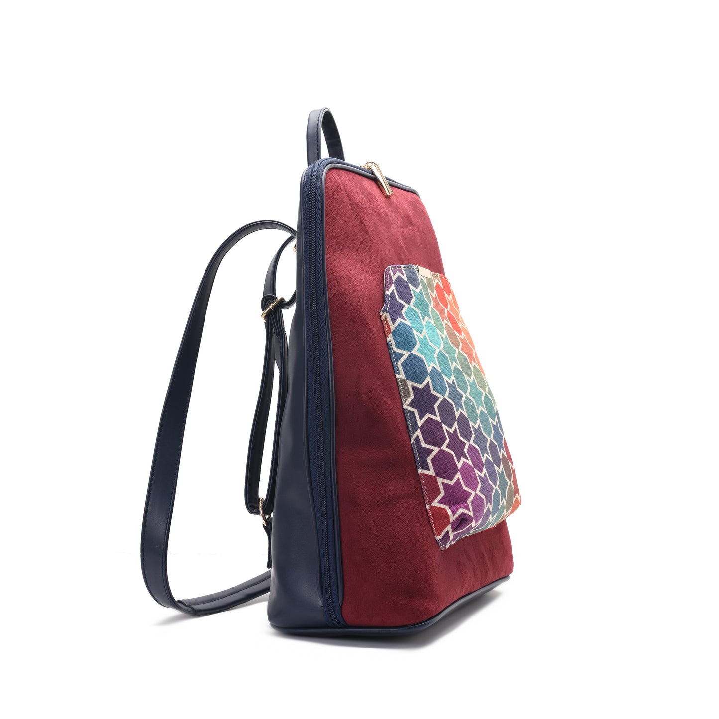 Laptop Navy with colourful fabric Backpack/Cross-Code 2002