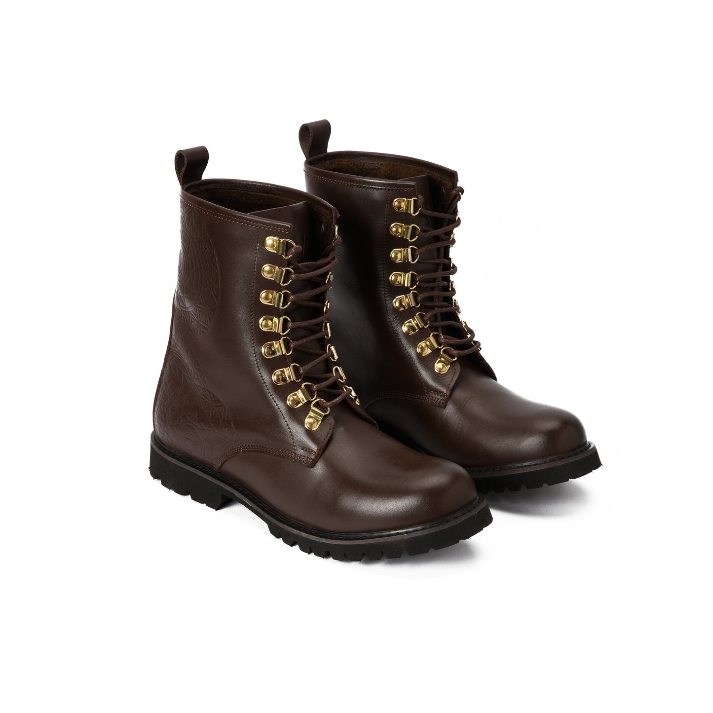 Boots Engraving Combat Brown