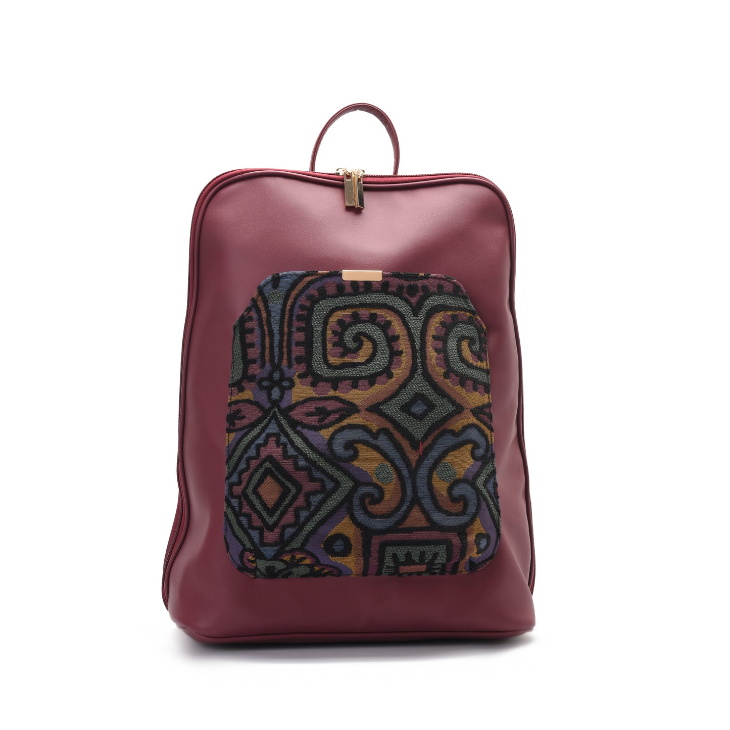 Laptop Burgundy with colourful fabric Backpack/Cross- Code 2003