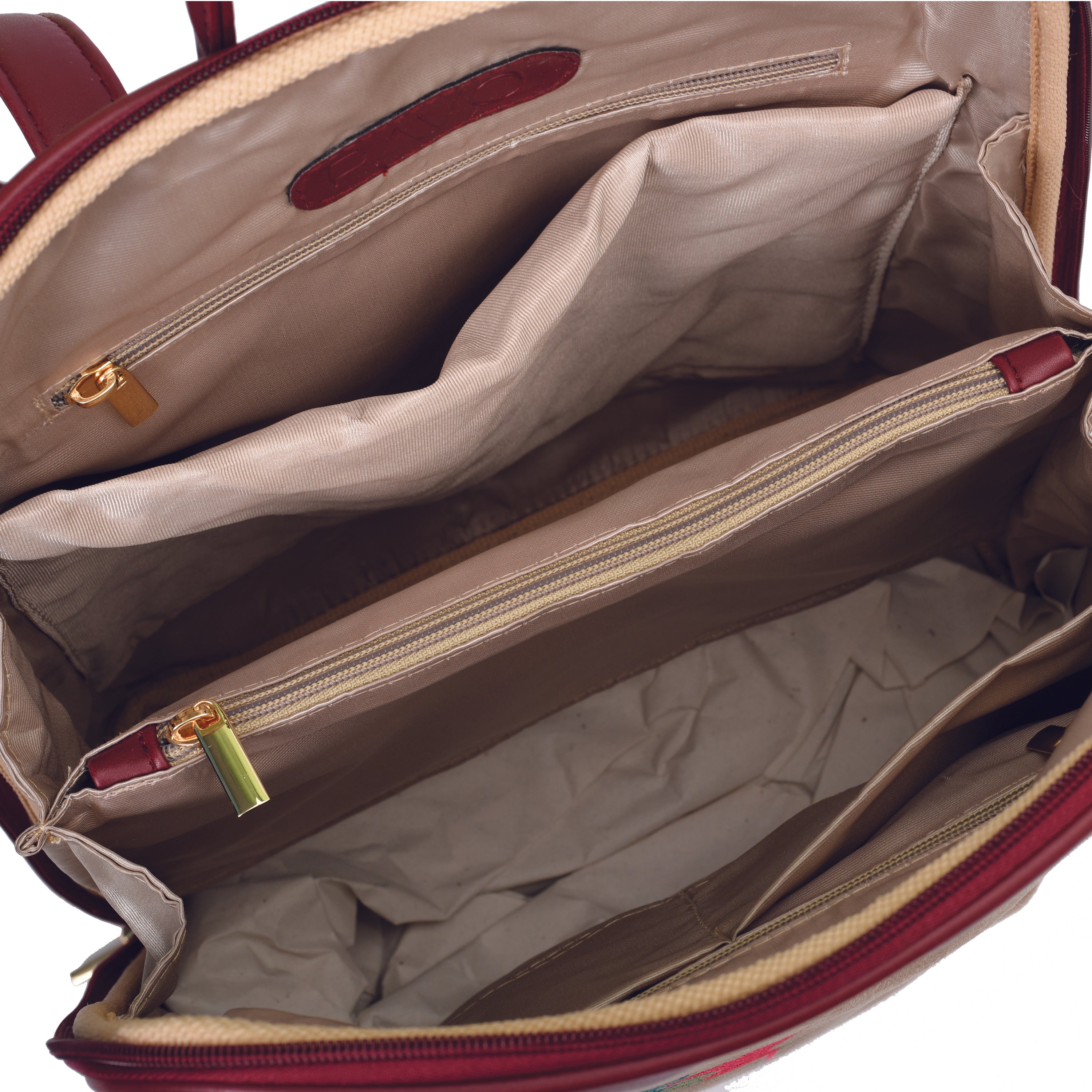 Laptop Burgundy with Beige embroideries fabric Backpack/Cross pavoegypt