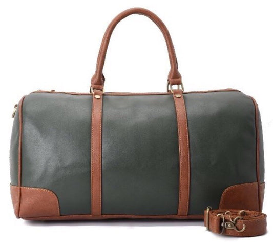 Duffle Bag Leather pine green and brown