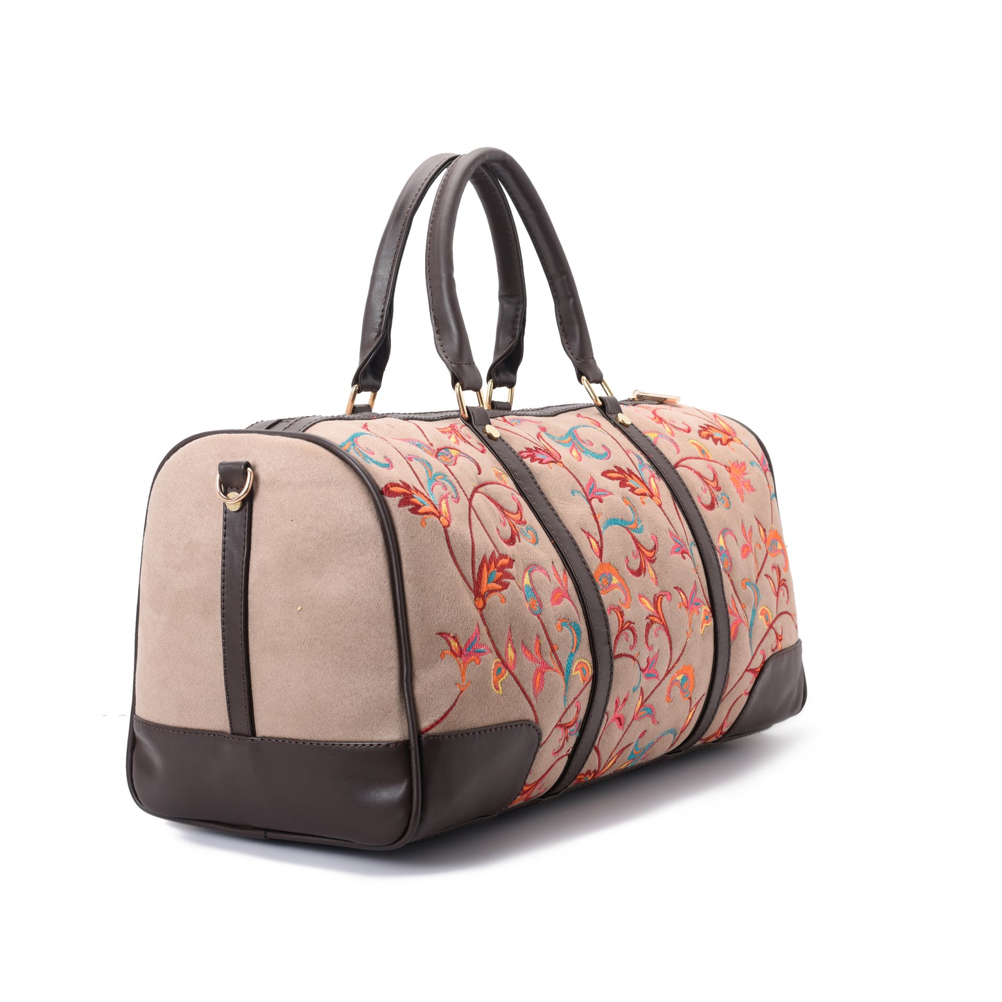 Duffle Bag Leather Indian Beige with multi colored