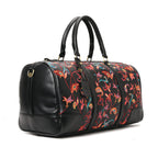 Duffle Bag Leather  Indian Black with multi colored pavoegypt