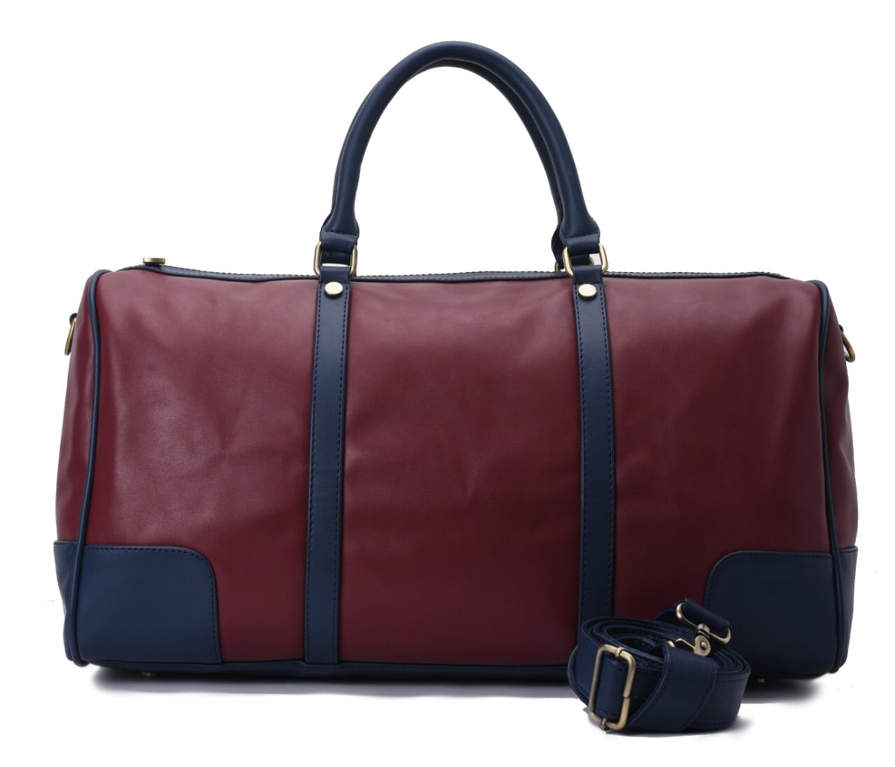 Duffle Bag Leather Burgundy & Navy
