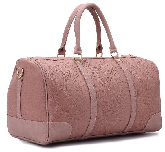 Duffle Bag pink with crocodile texture leather - 309