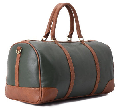 Duffle Bag Leather pine green and brown