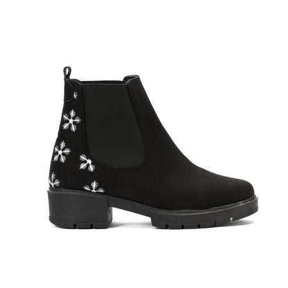 Black Suede Flake Boots