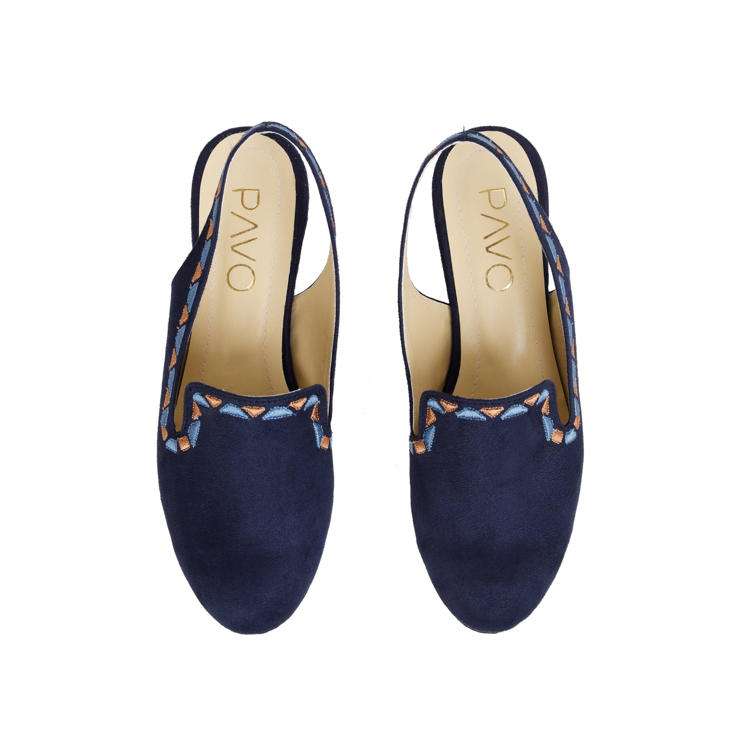 Sira Navy shoes with Colourful embroideries border-6001