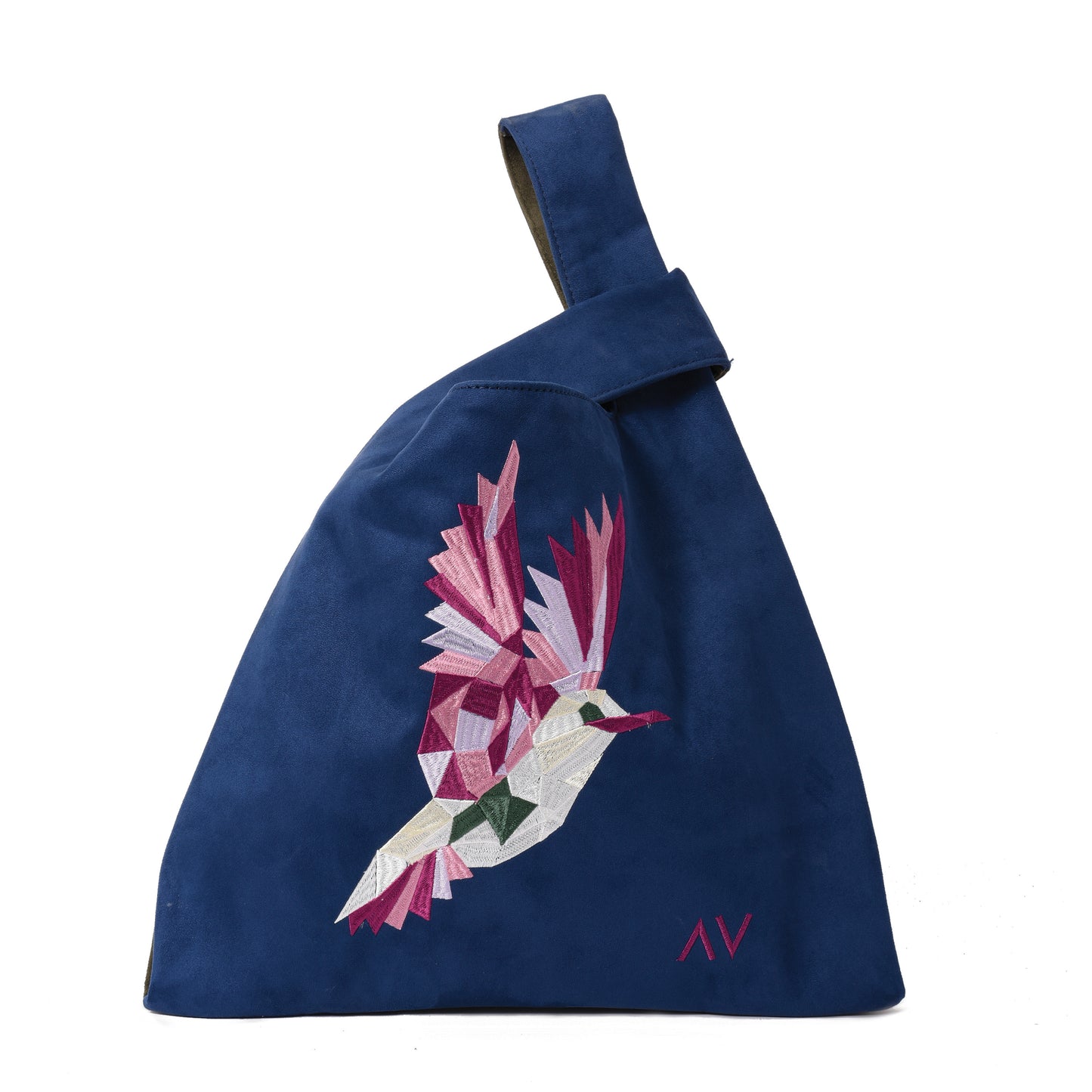 Knot Navy/Olive Handbag with bird embroidery - Code 922