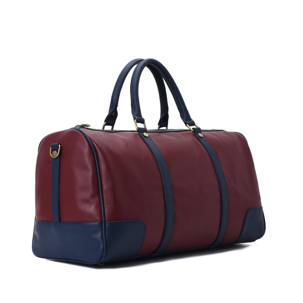 Duffle Bag Leather Burgundy & Navy pavoegypt