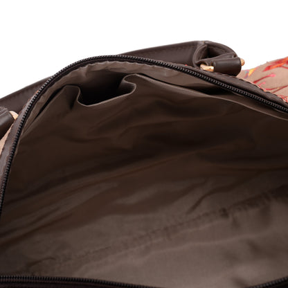 Duffle Bag Leather Indian Beige with multi colored pavoegypt