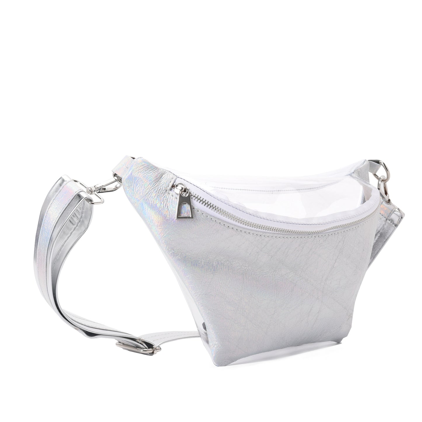 Fanny Beach bag with Metallic Silver Material- 3009