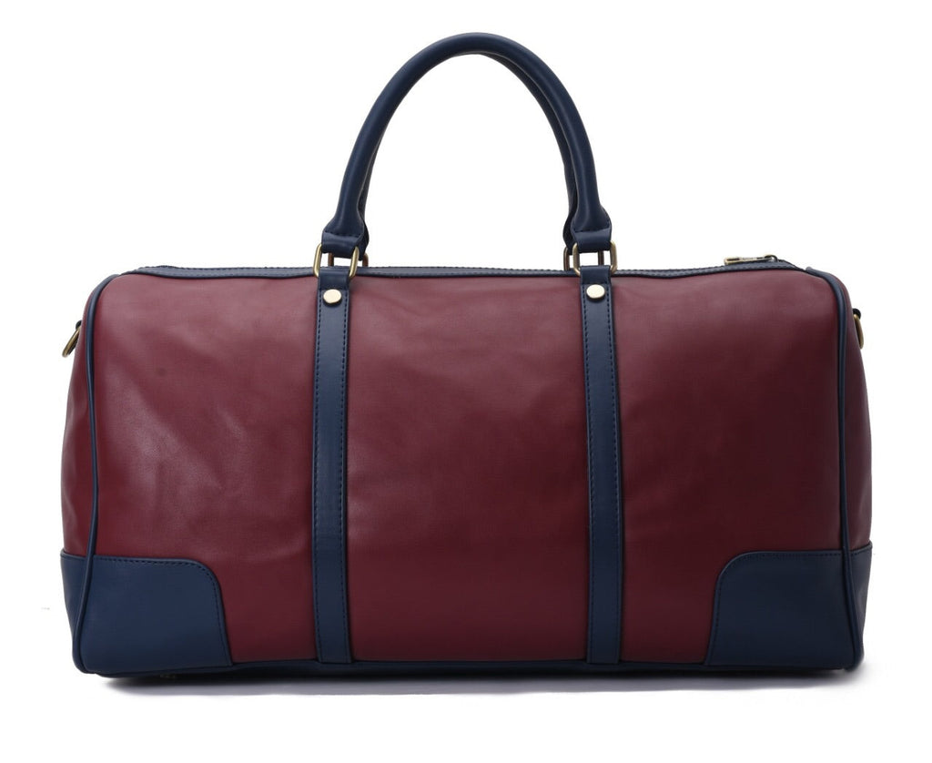 Duffle Bag Leather Burgundy & Navy pavoegypt