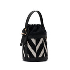 Retro bucket Black and white Handbag with Black belt -Code 913 pavoegypt
