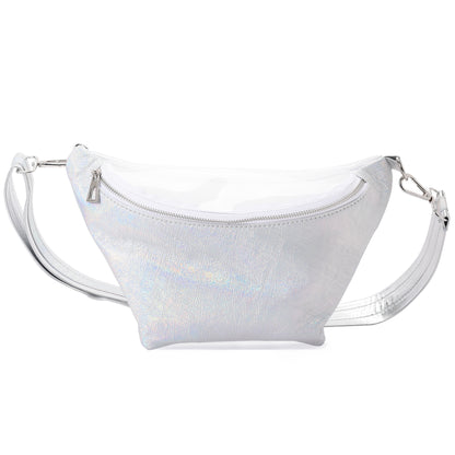 Fanny Beach bag with Metallic Silver Material- 3009