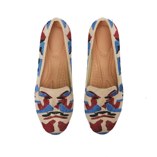 Army shoes with Colourful embroideries -6007 Bypavo