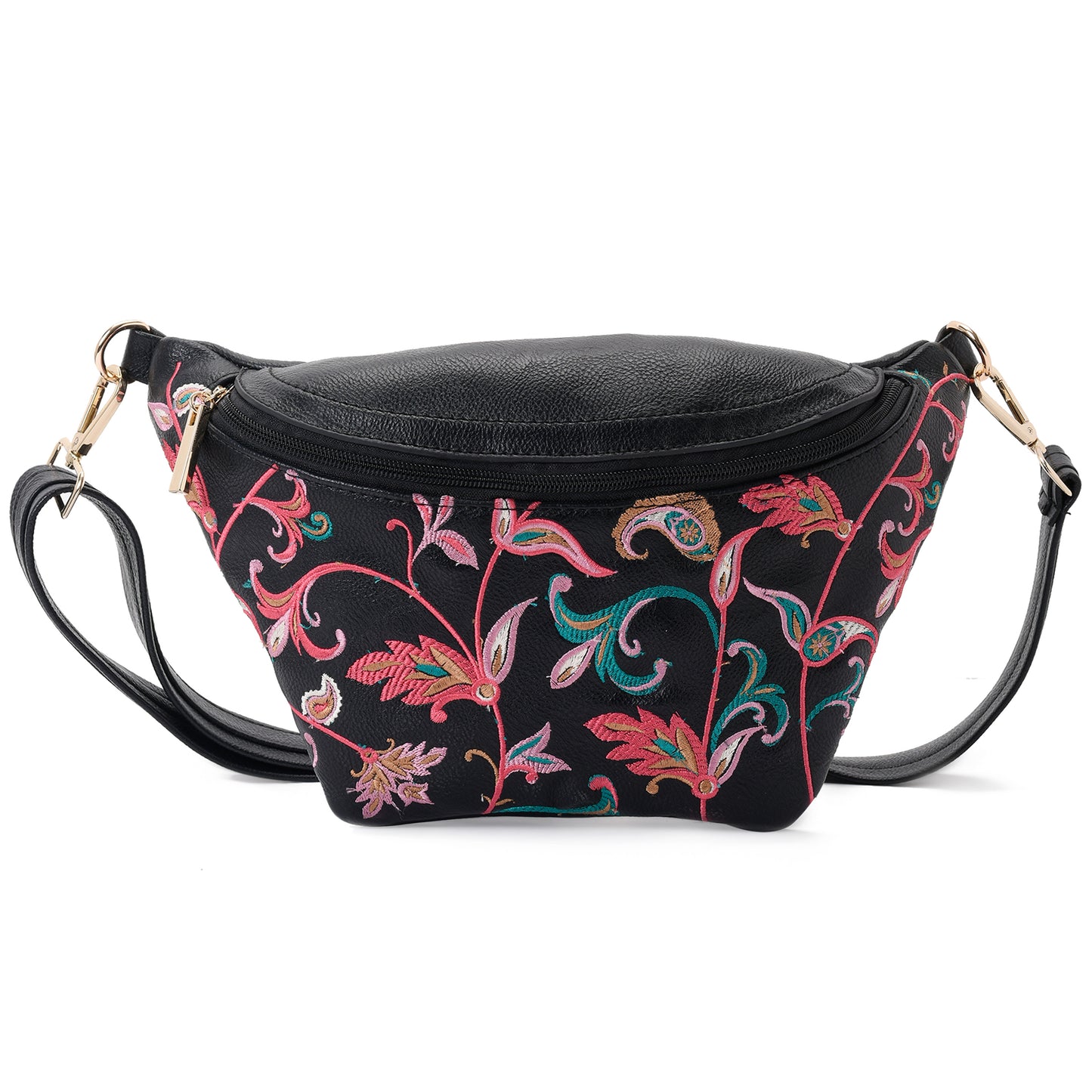 Fanny pack Black with colorful Flowers