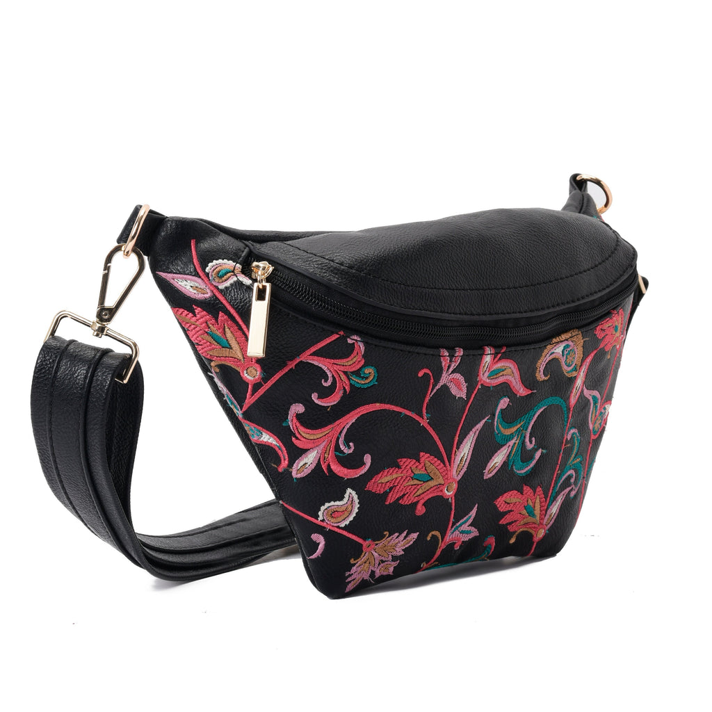 Fanny pack Black with colorful Flowers pavoegypt