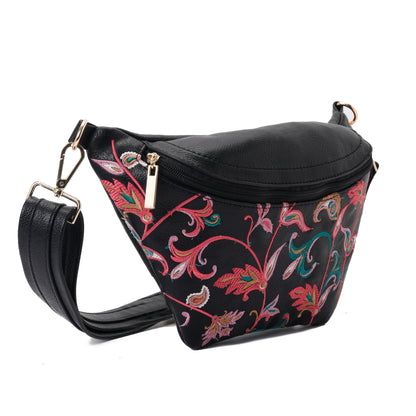 Fanny pack Black with colorful Flowers