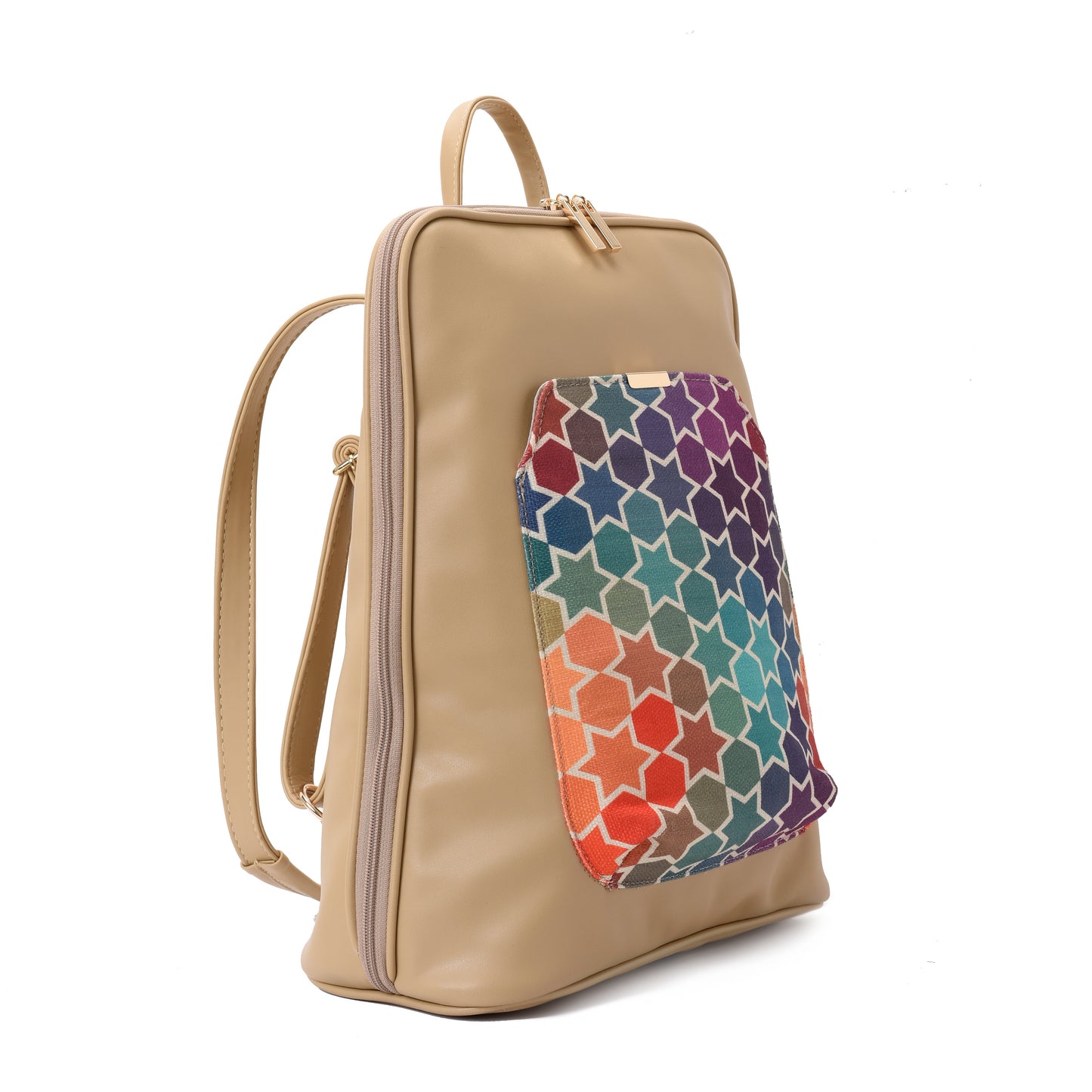 Laptop Beige with Colorful stars fabric Backpack/Cross - Code 2006