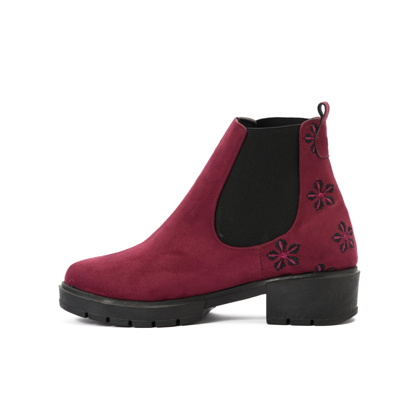 Burgundy Suede Flake Boots