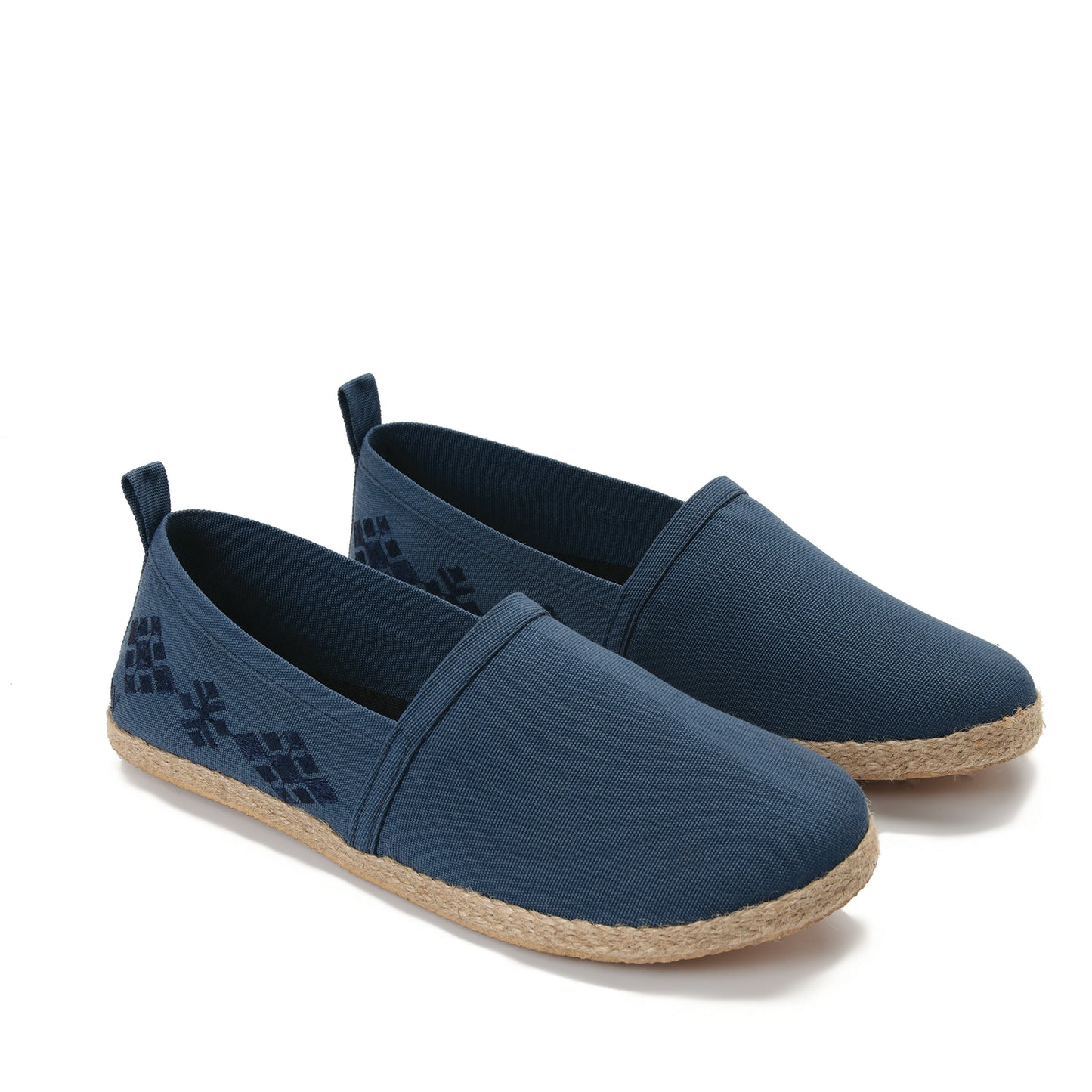 Navy men Espadrilles with navy embroideries -7005