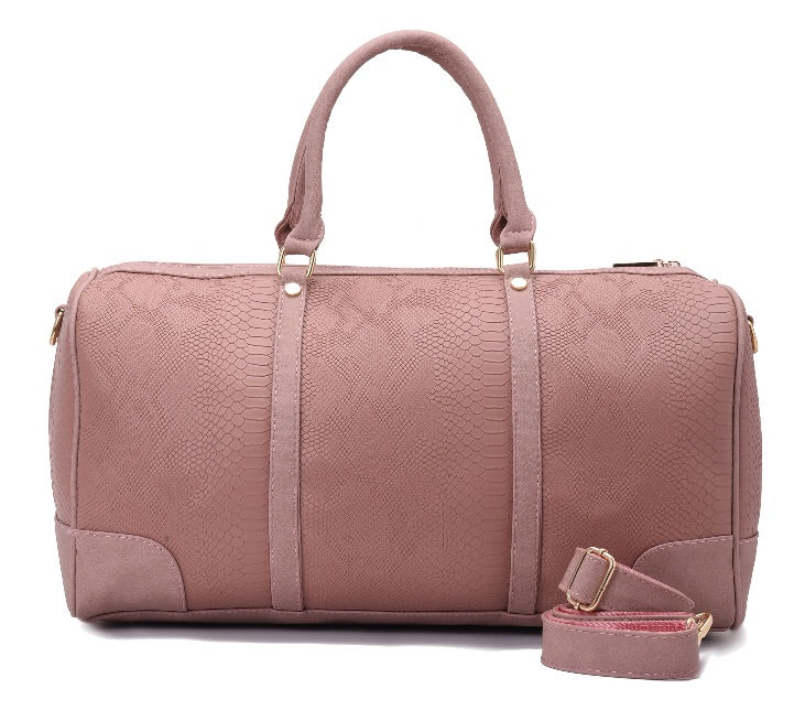 Duffle Bag pink with crocodile texture leather - 309